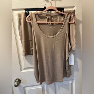 Softies 2X/3X Women's Dream Tank Top w/shorts Lounge Set Brown Coco Color Set